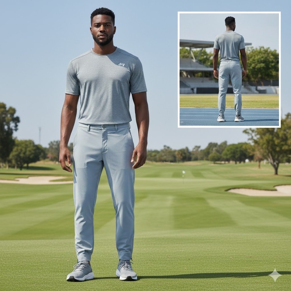 PRIMO Men's Gray Polyester Spandex Golf Chino‎ Jogger Pants Size 36 Short